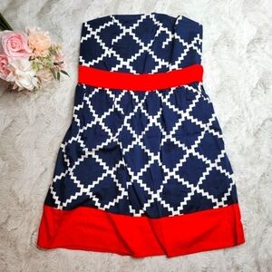 ✨️CL Monteau Strapless Multicolor Summer Mini Dress Cotton Size M